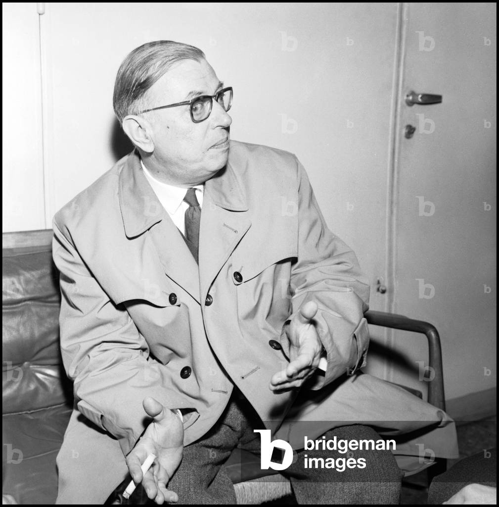 Jean-Paul Sartre, Milan, 1961 (b/w photo)