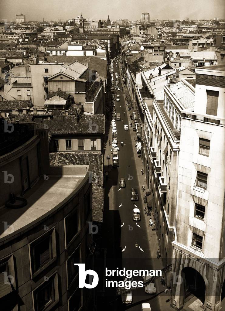 View of Montenapoleone Street, Milan, 1962 (b/w photo)