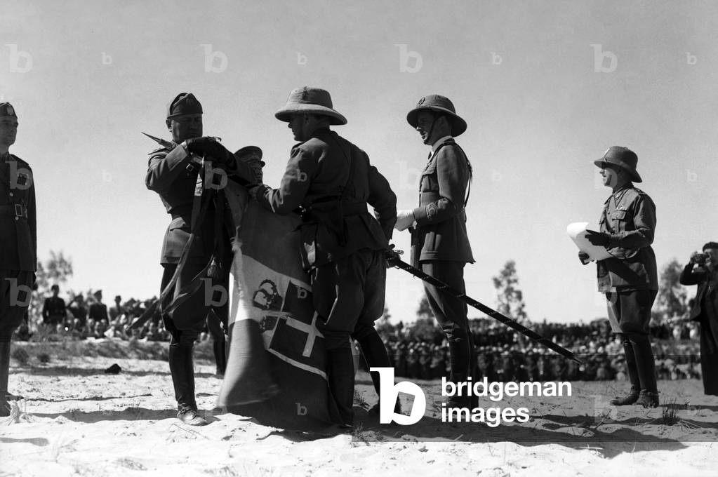 Visit of Benito Mussolini to Tripoli, Libya, 1937 (b/w photo)