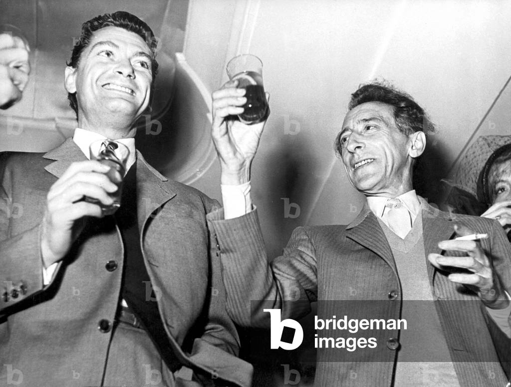 Jean Marais and Jean Cocteau at premiere of “Orpheus”, Rome, 1951 (b/w photo)