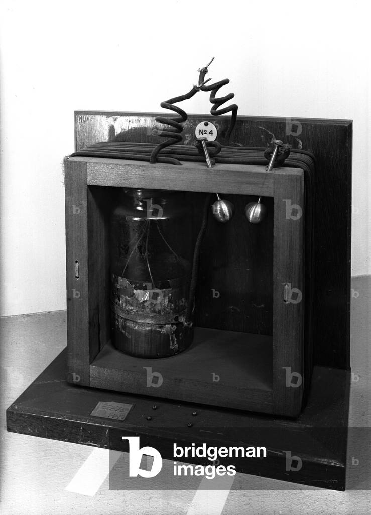 Guglielmo Marconi british patent 7777, Science Museum, Milan, Italy (b/w photo)