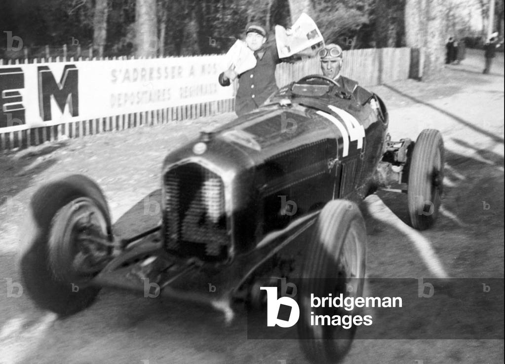 Tazio Nuvolari at the Grand Prix Automobile de Pau, 1935 (b/w photo)