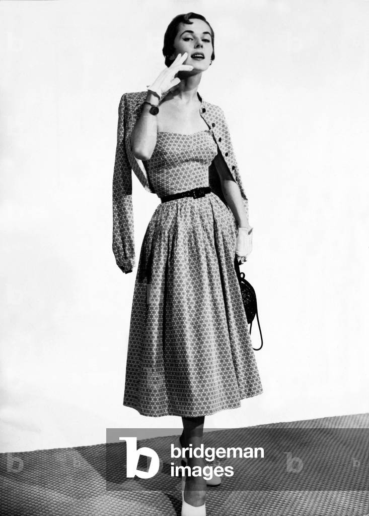 Spring dress, 1950 (b/w photo)