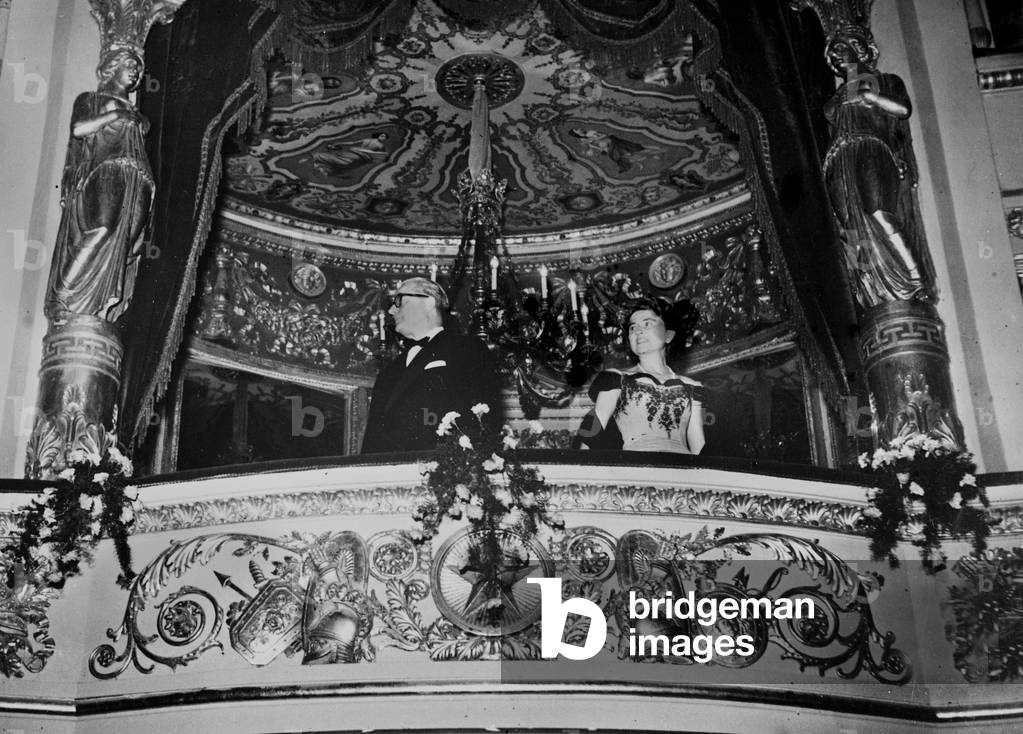 Giovanni Gronchi at la Scala, Milan, 1955 (b/w photo)