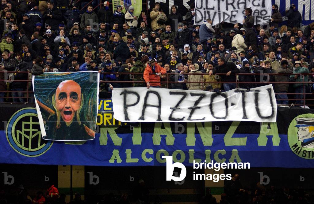 View of the stands of Inter fans at the Meazza Stadium, Milan, 2005 (photo)