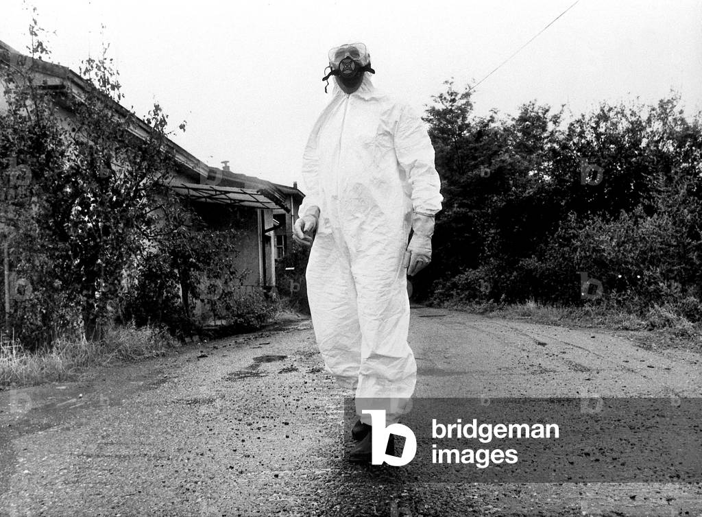 Environmental Disaster at ICMESA Factory, Seveso, 1981 (b/w photo)