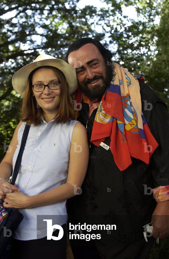 Luciano Pavarotti and Nicoletta Mantovani at Spolete festival,  2001 (photo)