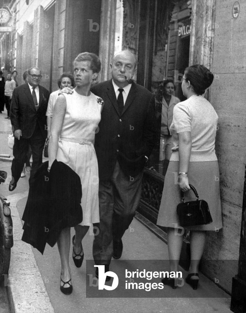 Bernard Blier with his wife, Rome, 1965 (b/w photo)