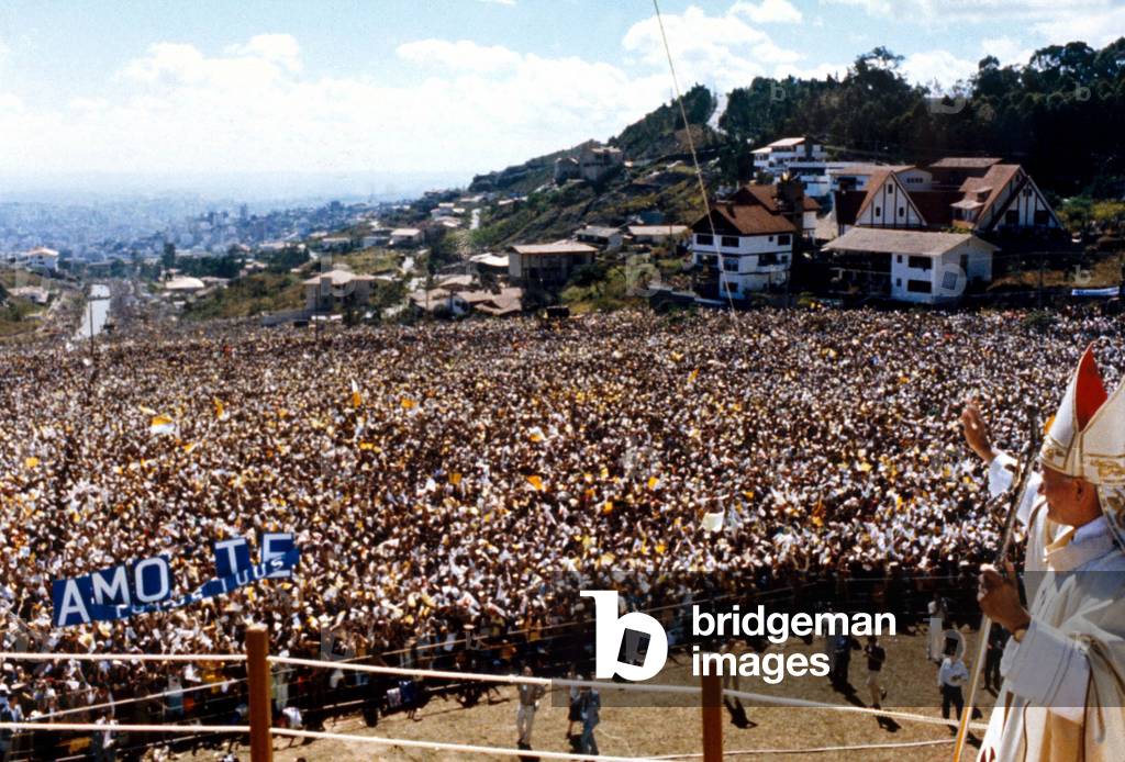 Pope John-Paul II, Brazil, 1980 (b/w photo)