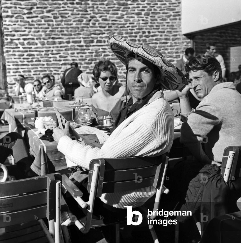 Roger Vadim during the making of his movie 'Les liaisons dangereuses’, Megeve, France, 1959 (b/w photo)