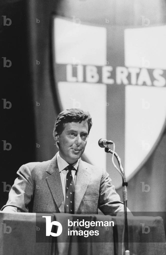 Agnelli during the senatorial elections, Rome, 1976 (b/w photo)