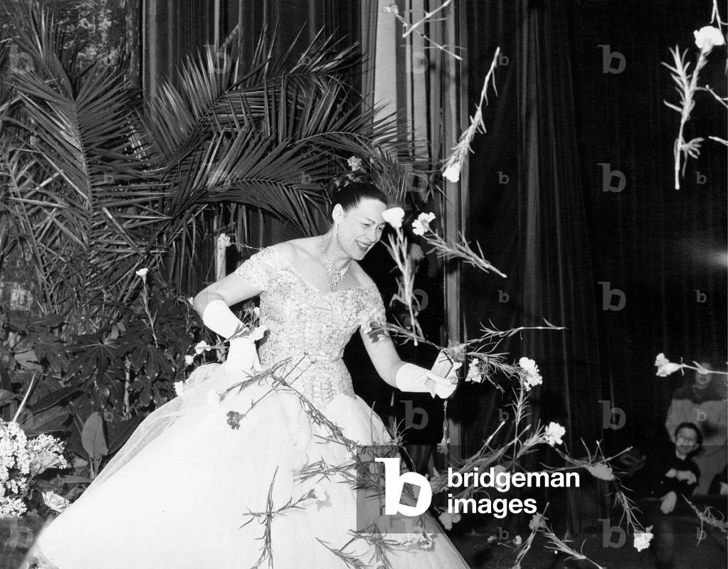 Renata Tebaldi at Teatro Manzoni, Milan, Italy, 1957 (b/w photo)