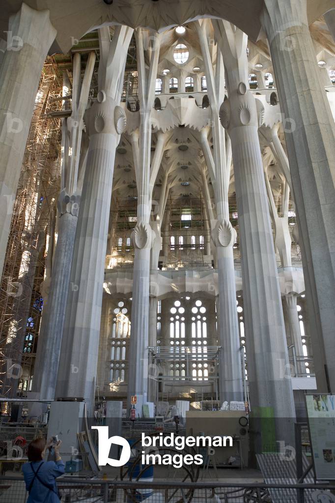 La Sagrada Familia in Barcelona (Spain). Architect Antoni Gaudi, 1882.