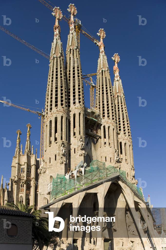 La Sagrada Familia in Barcelona (Spain). Architect Antoni Gaudi, 1882.