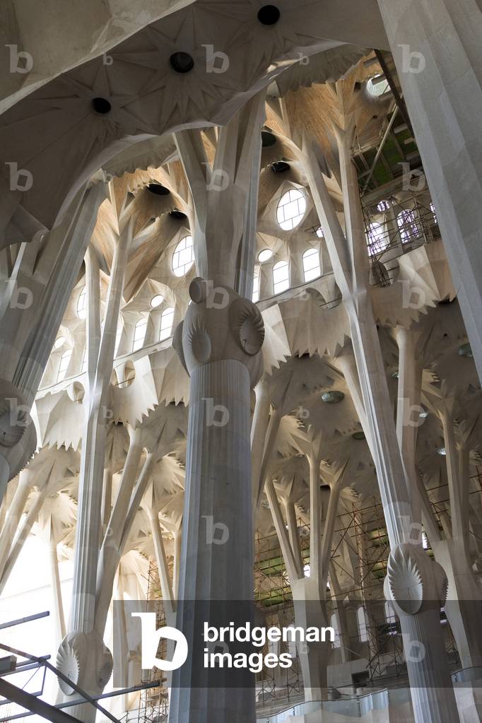 La Sagrada Familia in Barcelona (Spain). Architect Antoni Gaudi, 1882.