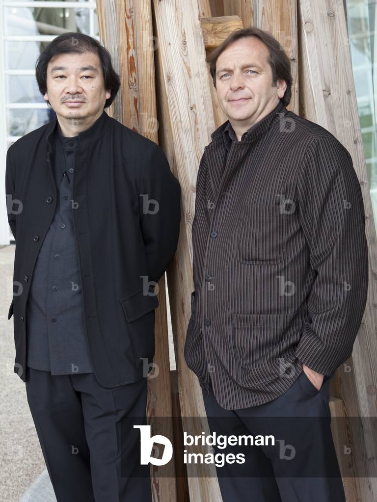 Portraits of Shigeru Ban and Jean de Gastines, architects of the Centre Pompidou de Metz (Moselle). Photography 10/05/10.