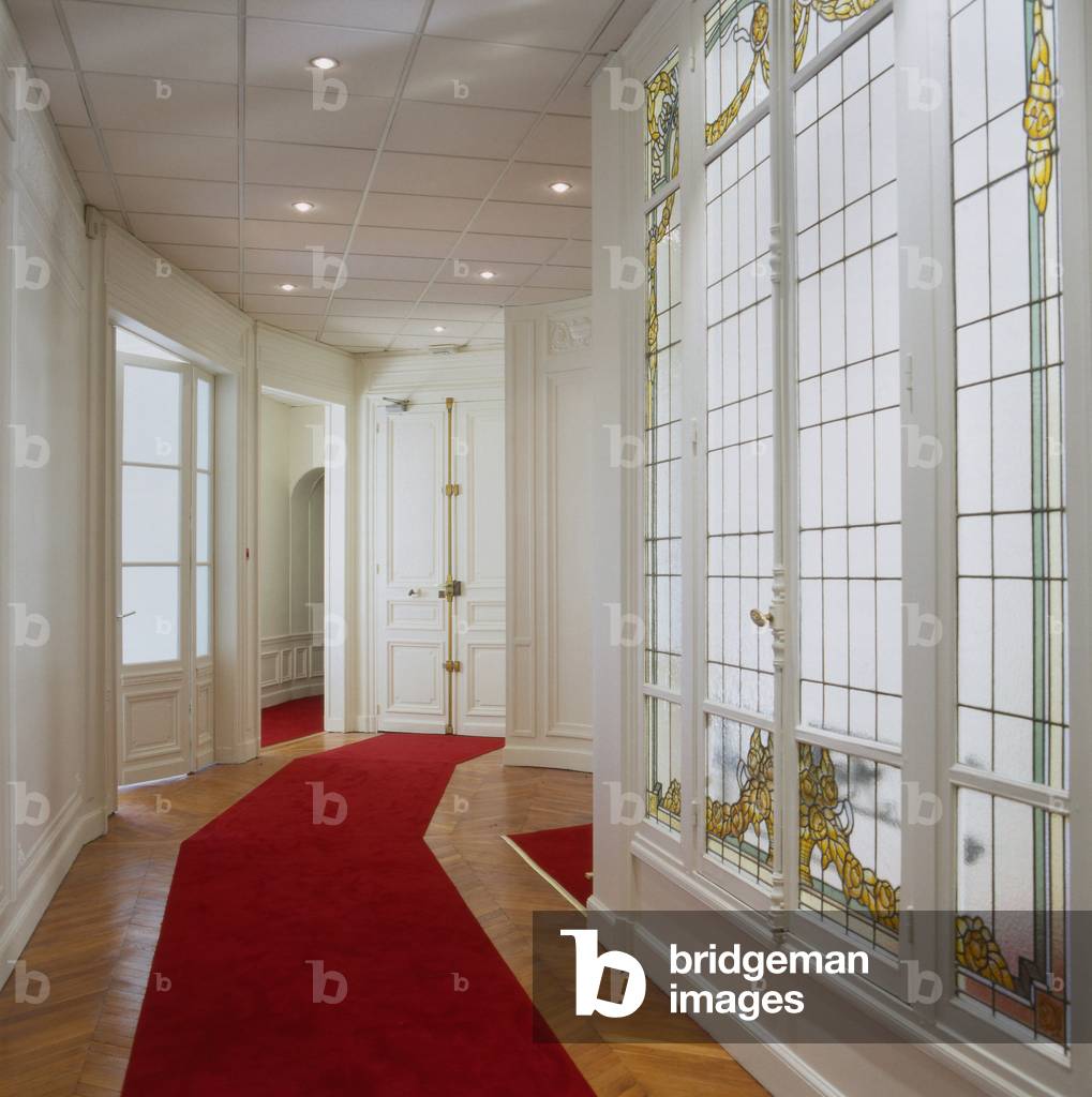 Ented in a Haussmann building (Interior of a Haussmann building), Paris.