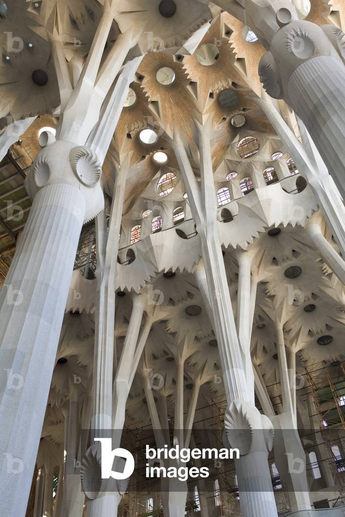 La Sagrada Familia in Barcelona (Spain). Architect Antoni Gaudi, 1882.