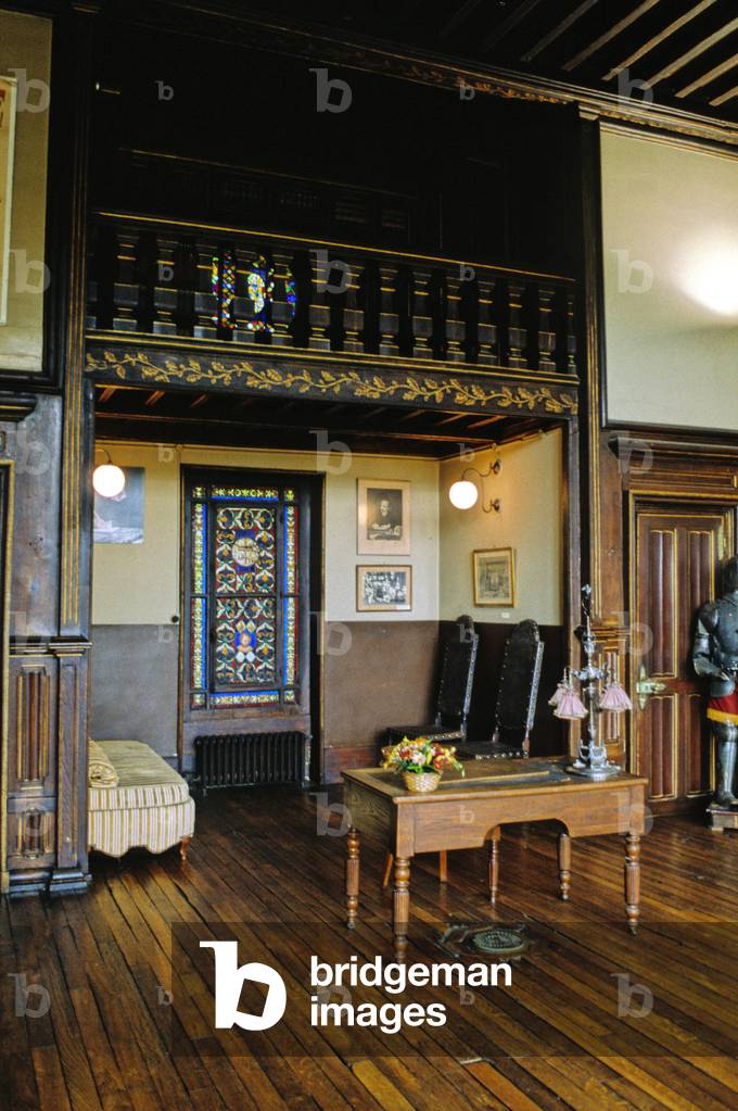 The house of Emile Zola in Medan, Yvelines, Ile de France, France. In 1878, Emile Zola acquired a small house which he expanded and beautified for eight years. He works there every day from spring to autumn for 24 years. The house has retained the charm and atmosphere of the 19th century: Dutch furniture from the 18th century, stained glass windows from the 16th, 17th and 19th centuries in the dining room and the billiard lounge