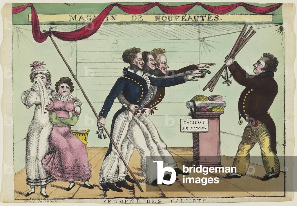 Serment des Calicots, 1817 (hand-coloured litho)