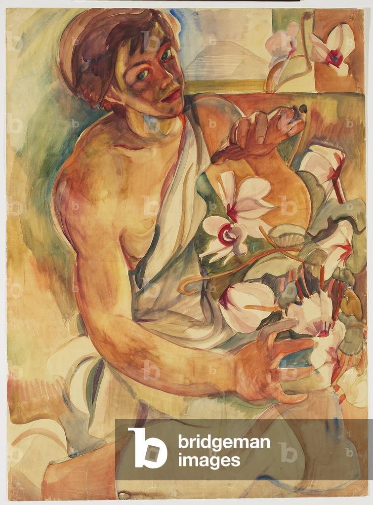 Pegi with Cyclamens, 1936 (w/c & graphite on paper)