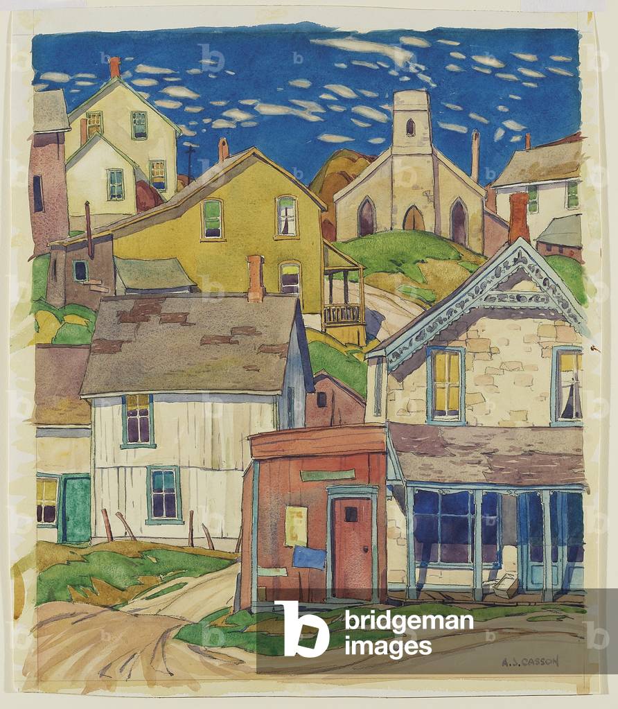 Hillside Village, 1927 (w/c & black chalk on paper)