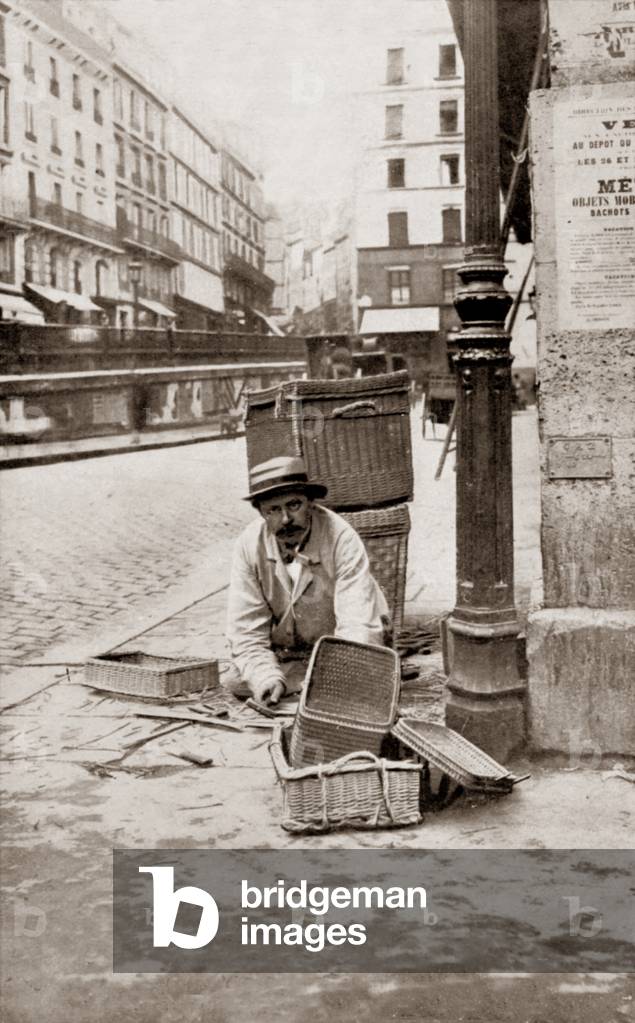 The basket mender, Paris, 1900 (b/w photo)