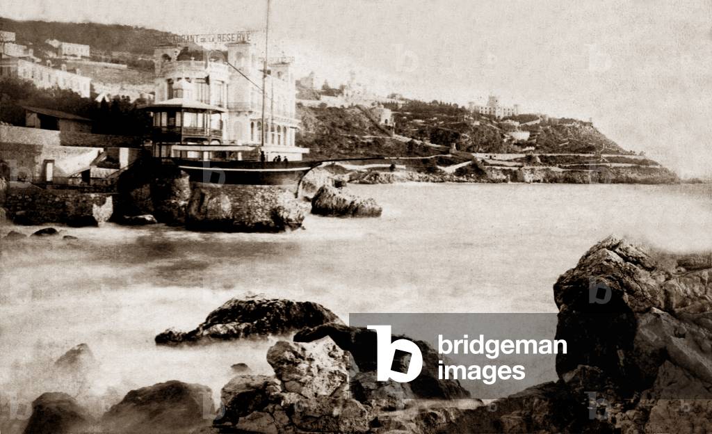 Restraurant de la Reserve and Chateau Smith, Nice, 1880 (b/w photo)