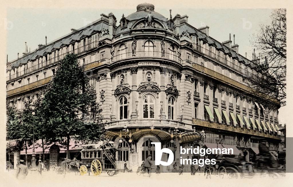 The Vaudeville Theatre, Boulevard des Capucines, 1880 (hand-coloured photo)