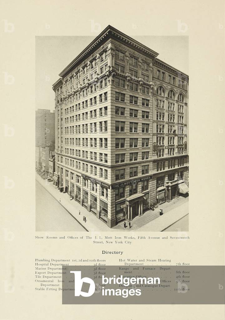 Show Rooms and Offices of the J.L. Mott Iron Works, Fifth Avenue and Seventeenth Street, New York City (litho)