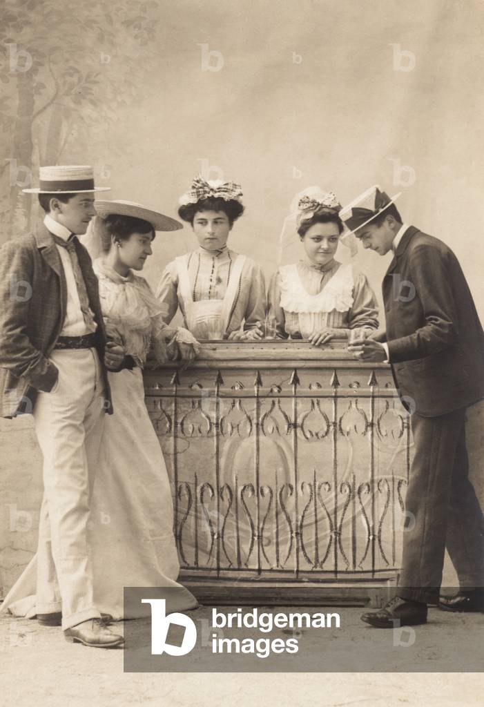 Water tasting, Paris, 1890 (b/w photo) 