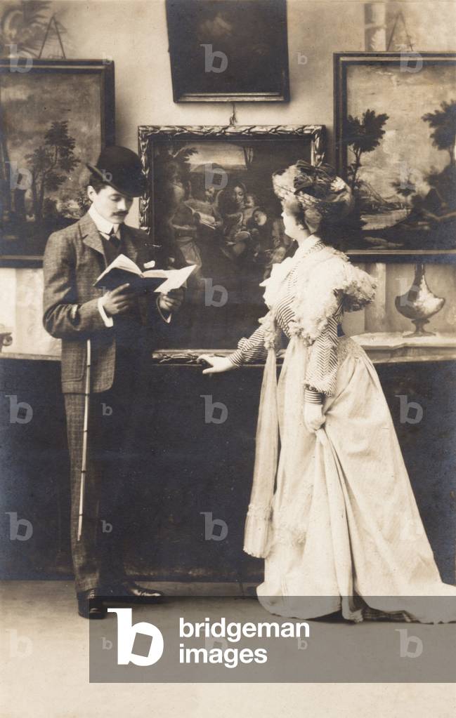 Visit to an Exhibition, Italy, from the 'Fantaisies' series, 1900 (b/w photo)