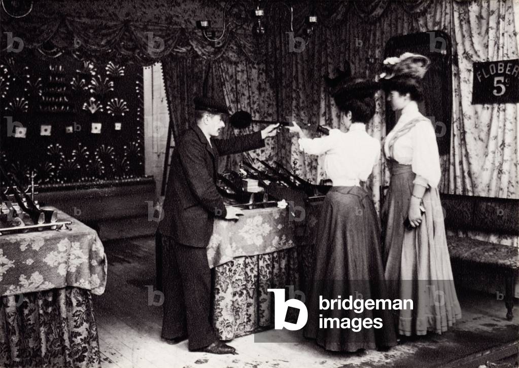 Fun fair, Paris, 1900 (b/w photo)