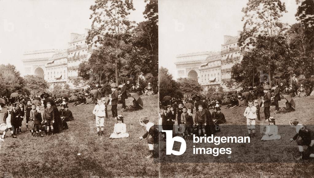 Stereoscopic view of Avenue du Bois de Boulogne, Paris, 1890 (b/w photo)