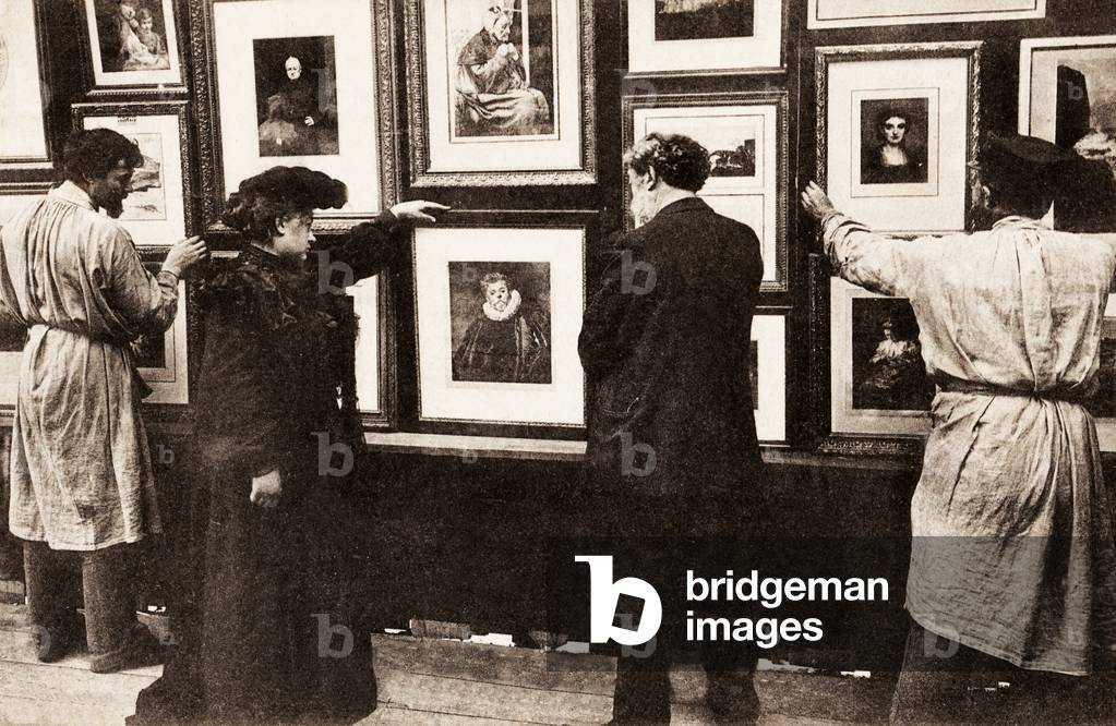 Engravings at an exhibition at the Salon des Beaux Arts, Reims, 1903 (b/w photo)