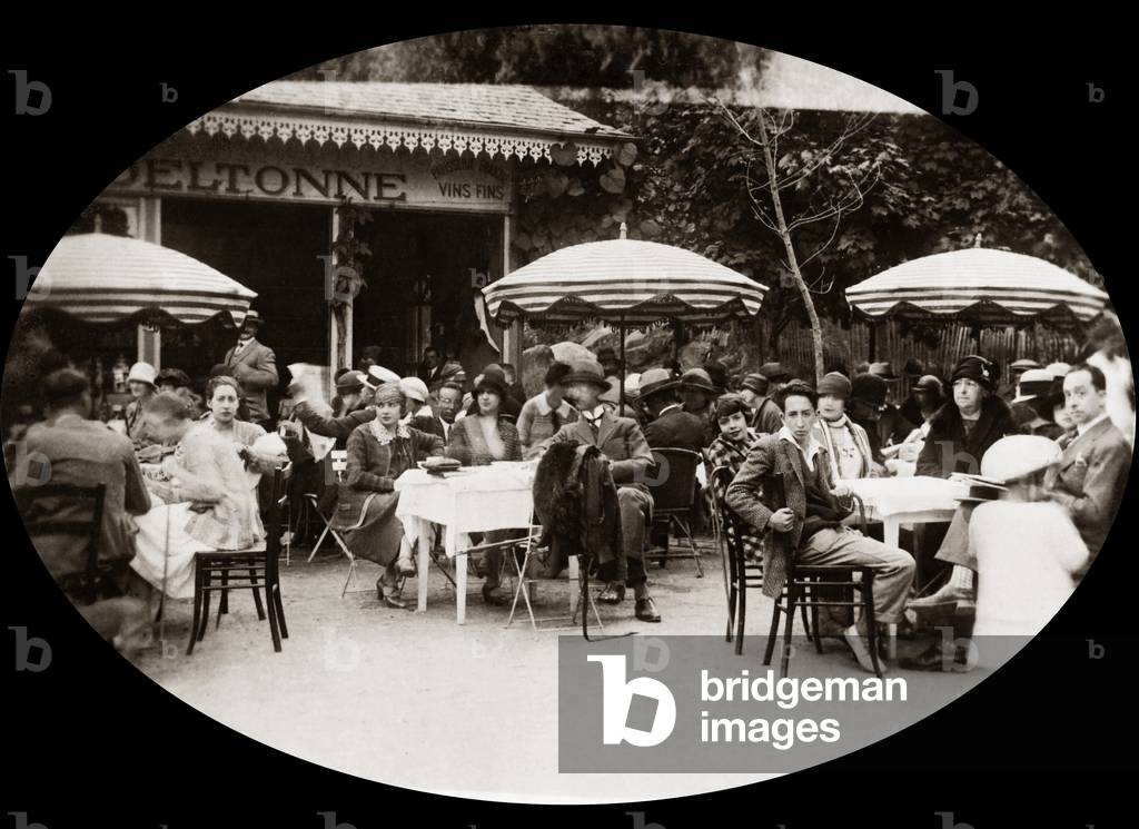 Terrace of a cafe, Paris, 1930 (b/w photo)