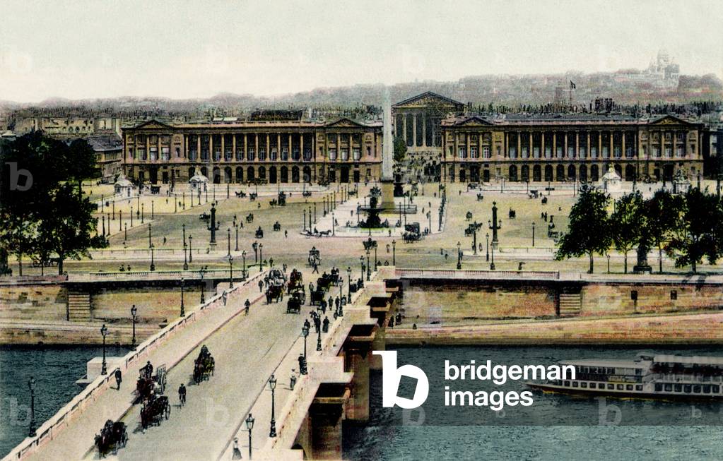 Place de la Concorde and the Seine, 1900 (hand-coloured photo)