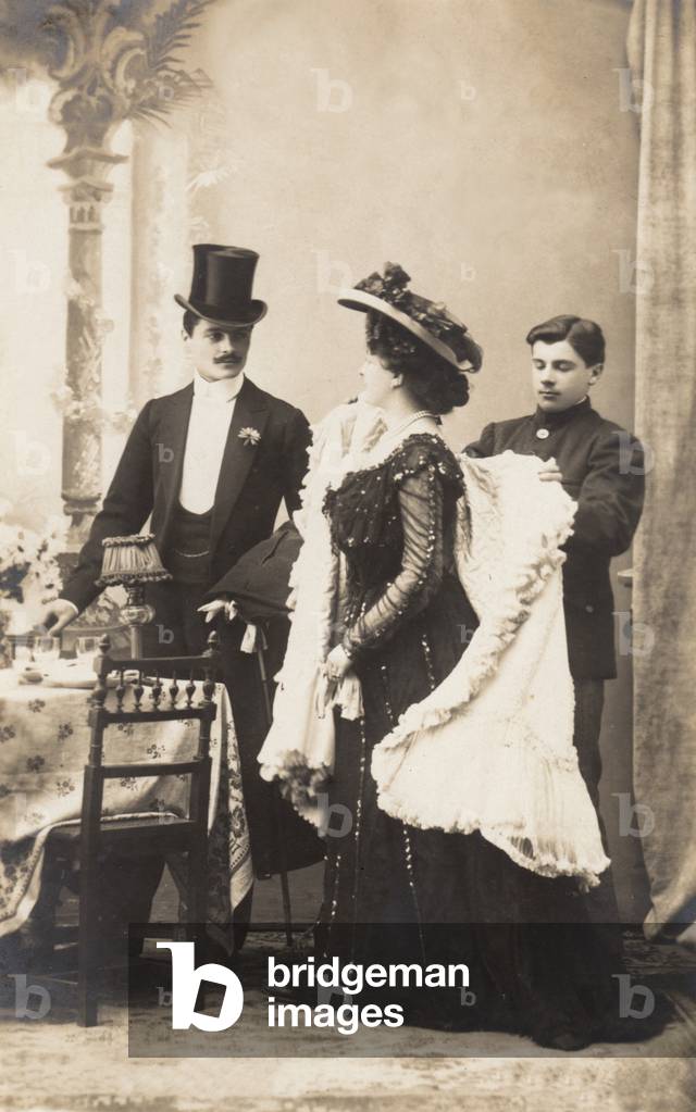 The Restaurant, Paris, from the 'Fantaisies' series, 1900 (b/w photo)