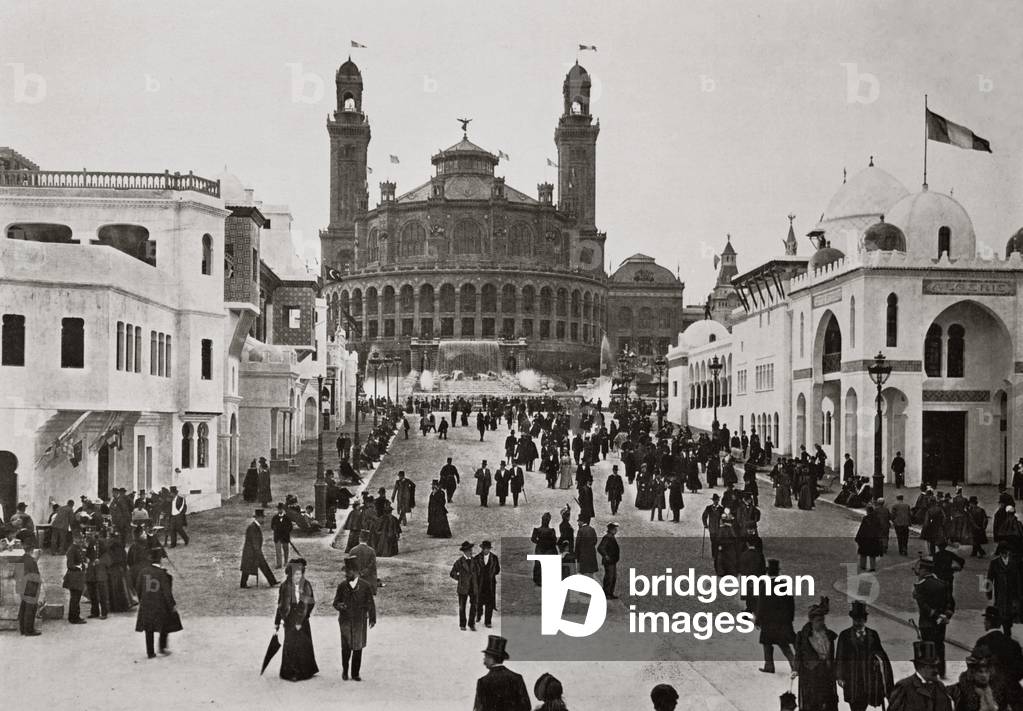 View of the Colonial Exposition and Palais du Trocadero, at the Exposition Universelle, Paris, 1900 (b/w photo)