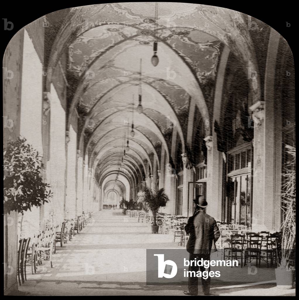 Terrace on the Champ de Mars, Paris, 1900 (b/w photo)