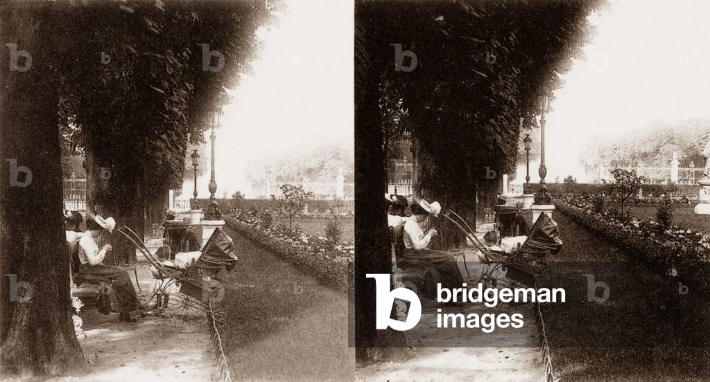 Stereoscopic view of the Jardin du Luxembourg, Paris, 1890 (b/w photo)