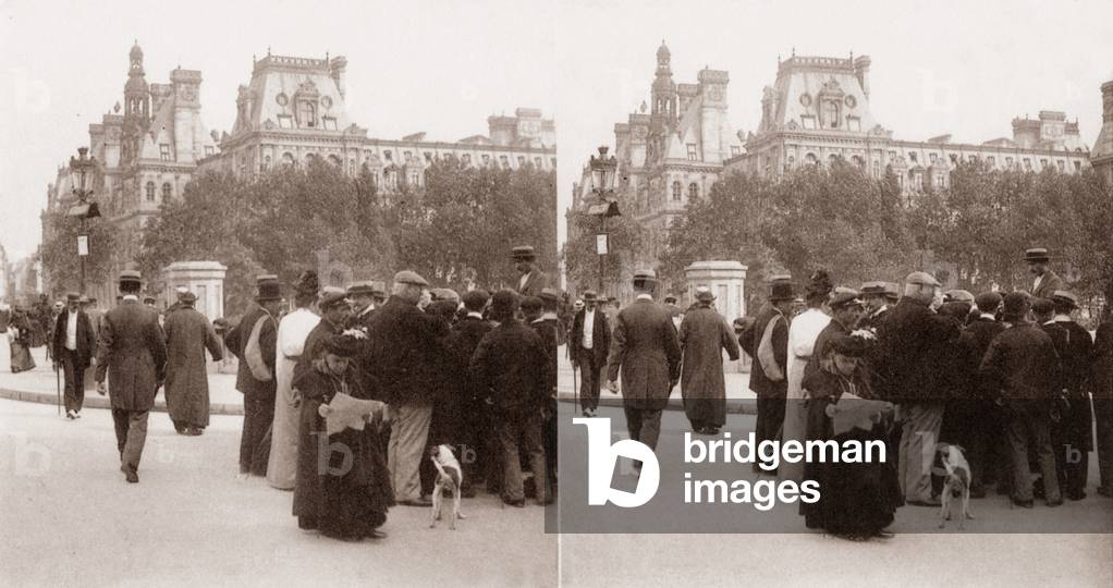 Stereoscopic view of the Pont d'Arcole, Paris, 1890 (b/w photo)