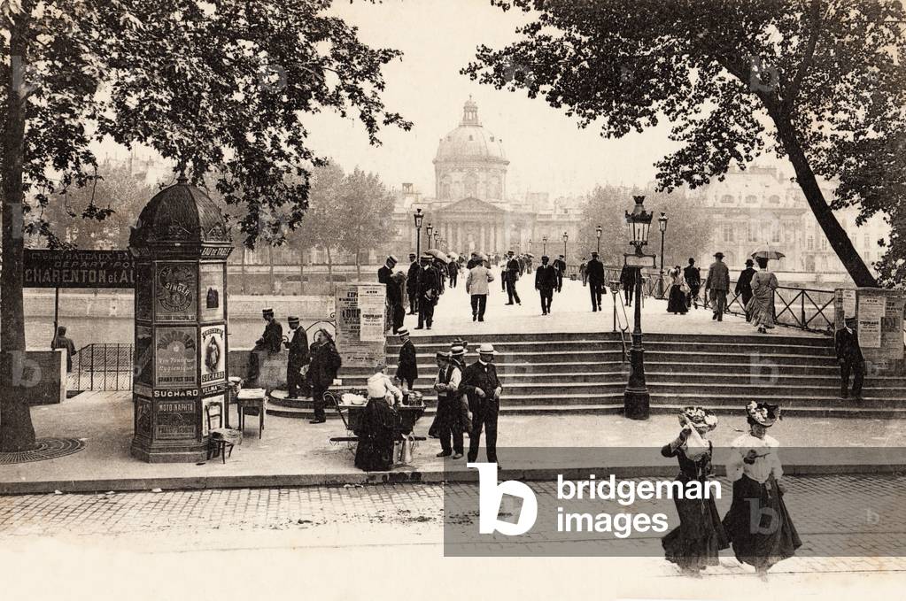 The Pont des Arts and the Institut de France, Paris, 1900 (b/w photo)