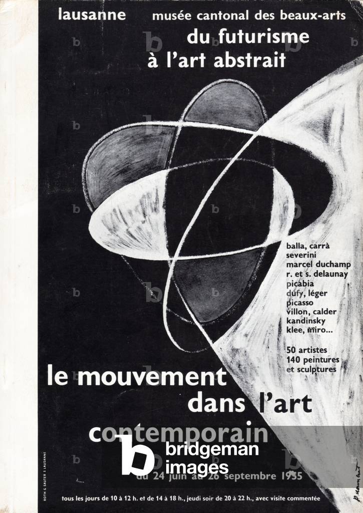 'Movement in Contemporary Art', poster for a Futurist and abstract art exhibition at the Musée Cantonal des Beaux-Arts, Lausanne, Switzerland, 1955 (litho)
