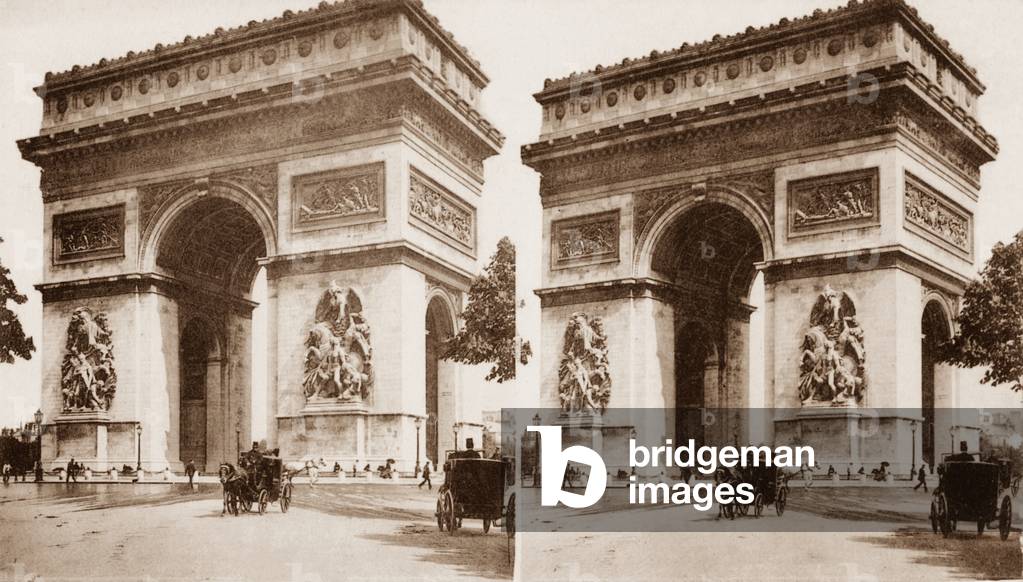 Stereoscopic view of the Arc de Triomphe, Place de l'Etoile, Paris, 1890 (b/w photo)