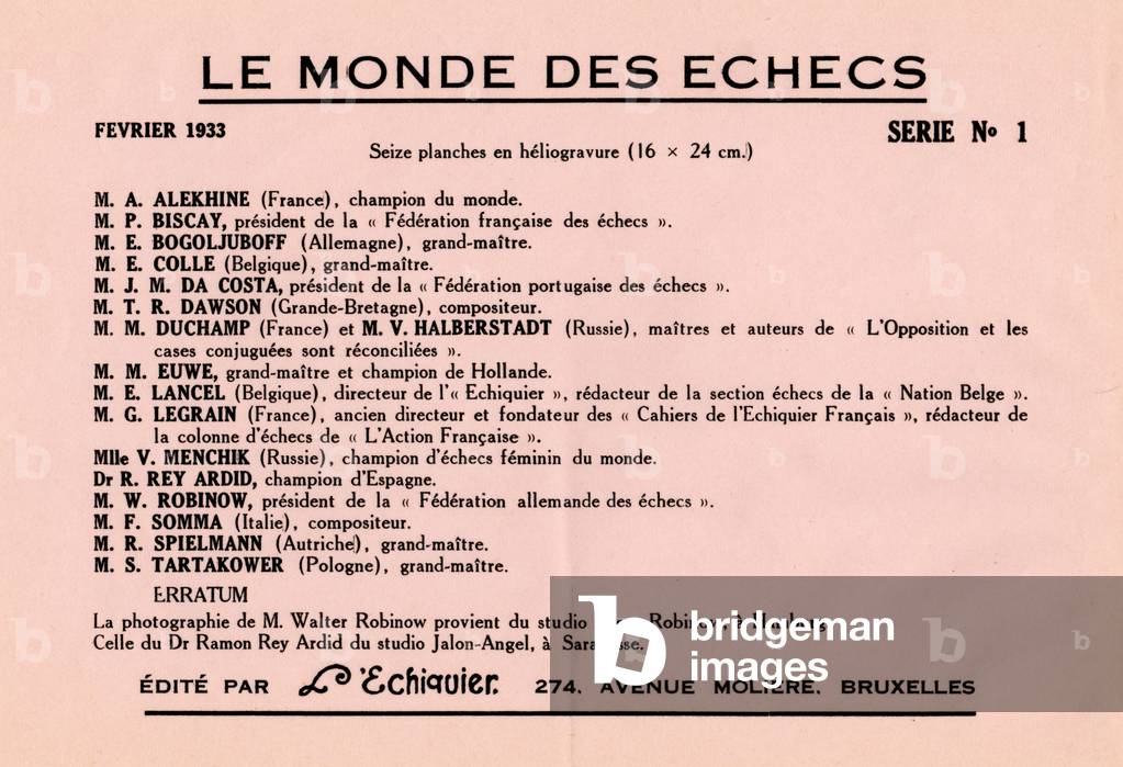 Le Monde des Echecs, from 'L'Échiquier', 1933 (litho)