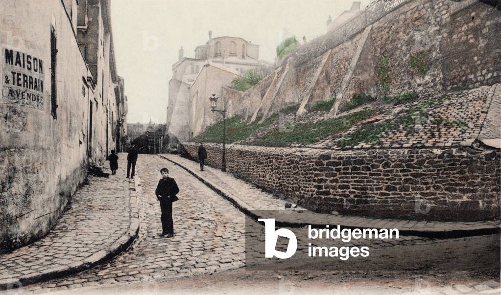 Rue Cortot, Old Montmartre, Paris, 1900 (hand-coloured photo)