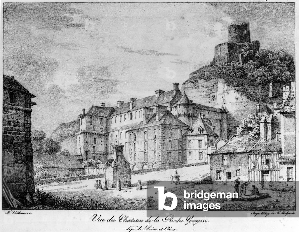 Veduta dello Chateau de La Roche-Guyon (Roche Guyon) nella Val-d'Oise nel XIX secolo.