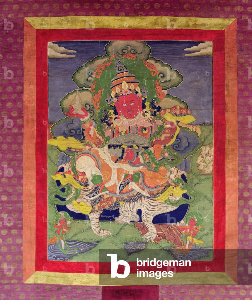 Thangka of lokapala Virupaksha, the `Protector of the West', 19th-20th century