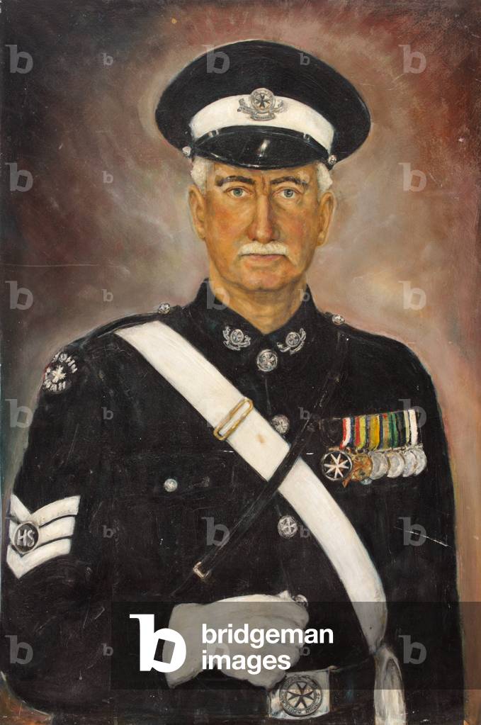 St John Ambulance Brigade Member in Uniform, c.1950 (oil on board)